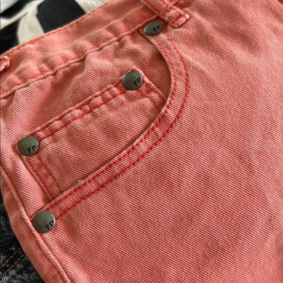 Free People Pink Jean Shorts Distressed Cut-Off Style - Picture 5 of 6